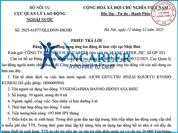 Hợp đồng cung ứng lao động đi làm việc tại Nhật Bản HV1957